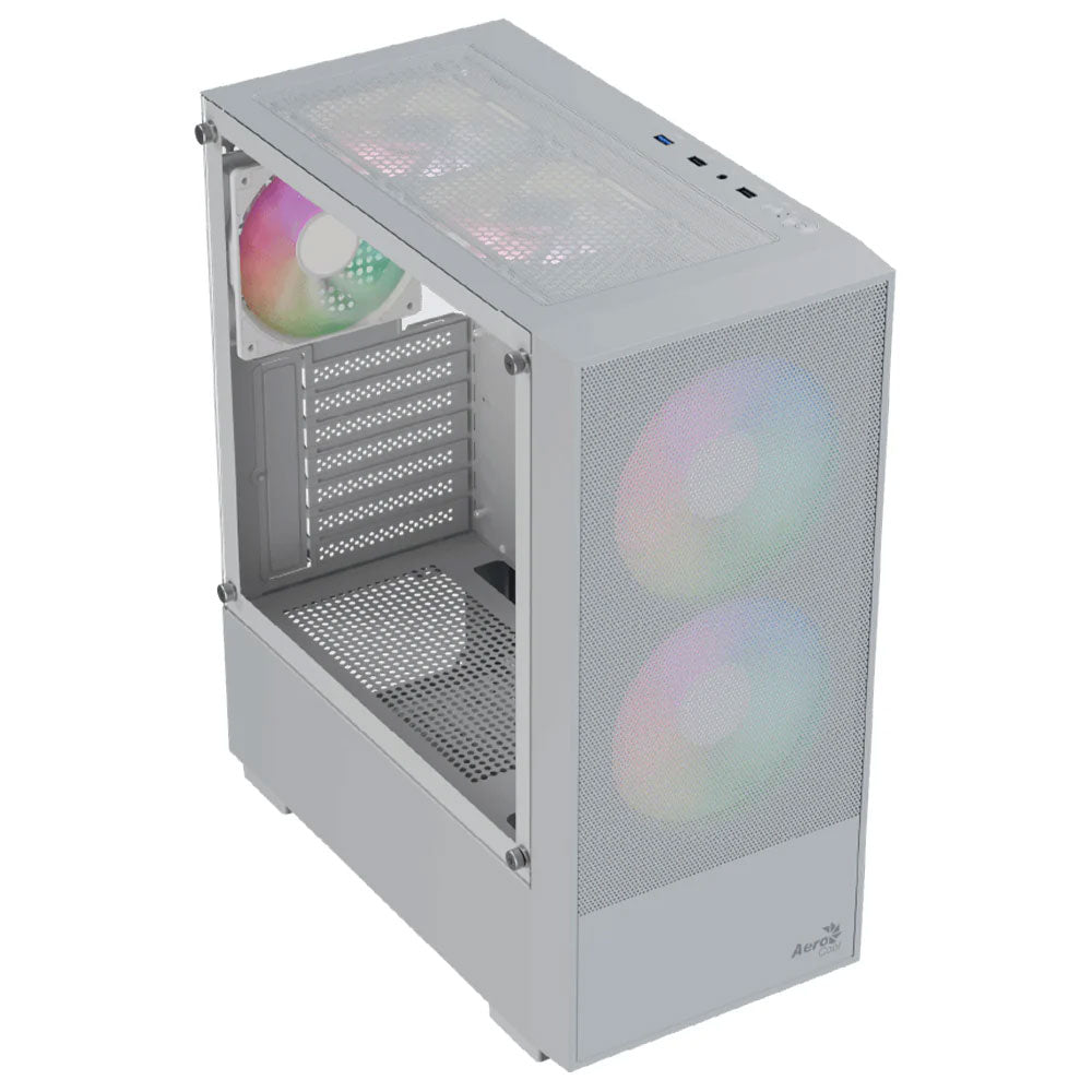 AeroCool B508A Flow ARGB Gaming Mid Tower Case + Lux 80 Plus Bronze 650W Power Supply - White
