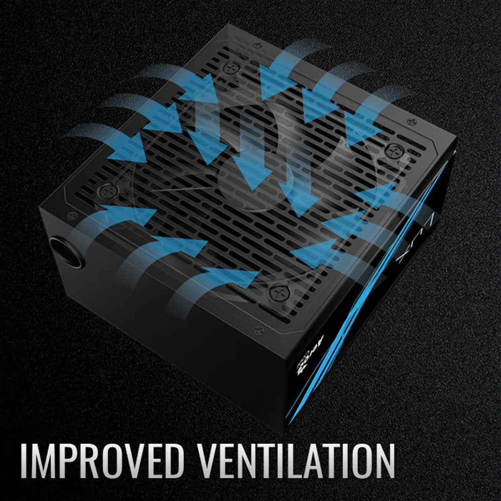 AeroCool B508A Flow ARGB Gaming Mid Tower Case + Lux 80 Plus Bronze 650W Power Supply - White