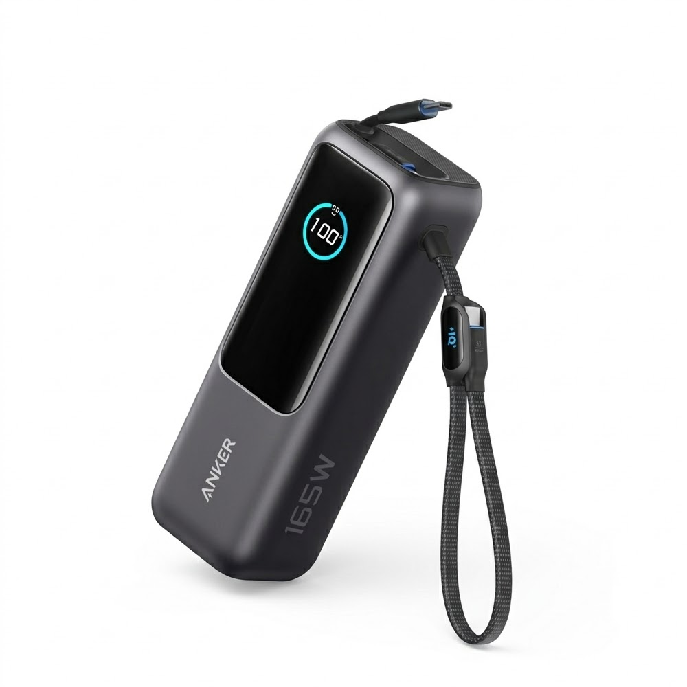 Anker A1695H11 Power Bank USB + Type-C 165W Fast Charging 25000mAh Built-In Dual Type-C Cable - Black