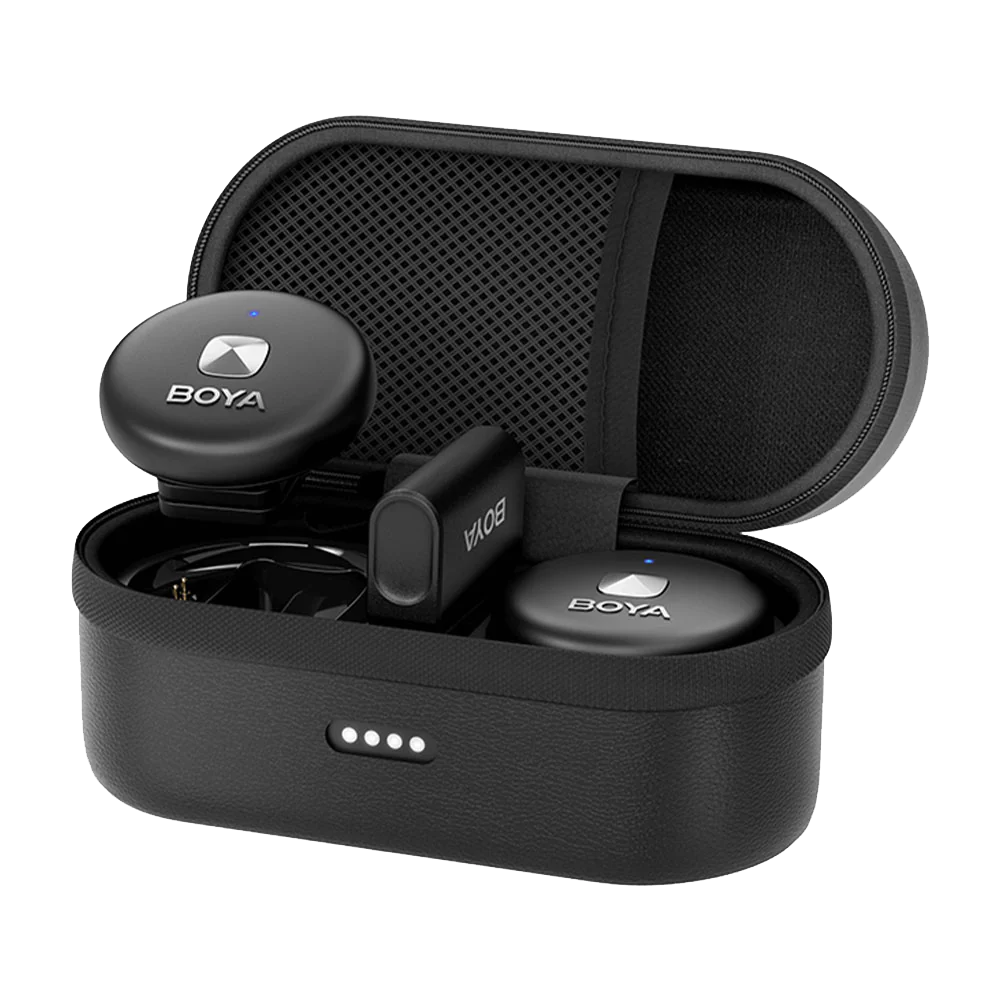 Boya OMIC-D Lightning 2.4GHz Dual Channel Wireless Microphone With Charging Case - Black