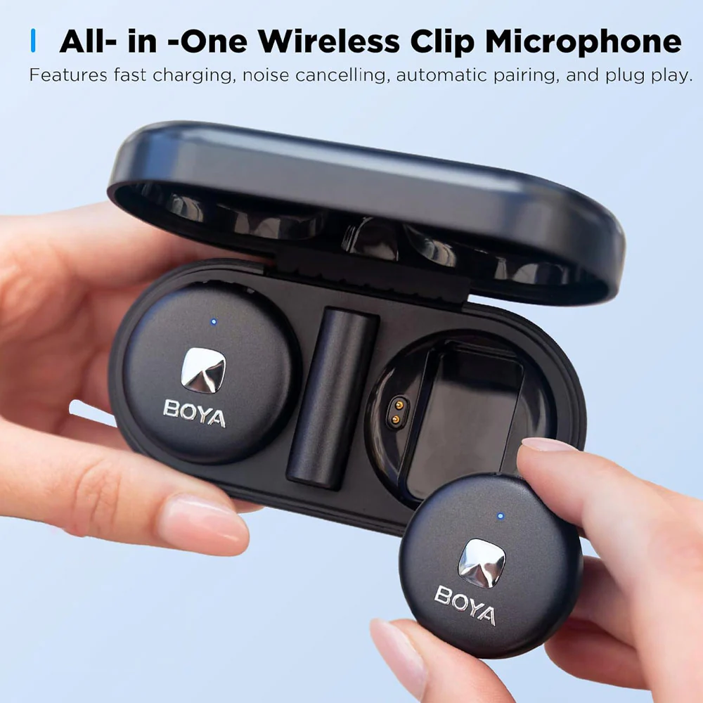 Boya OMIC-D Lightning 2.4GHz Dual Channel Wireless Microphone With Charging Case - Black