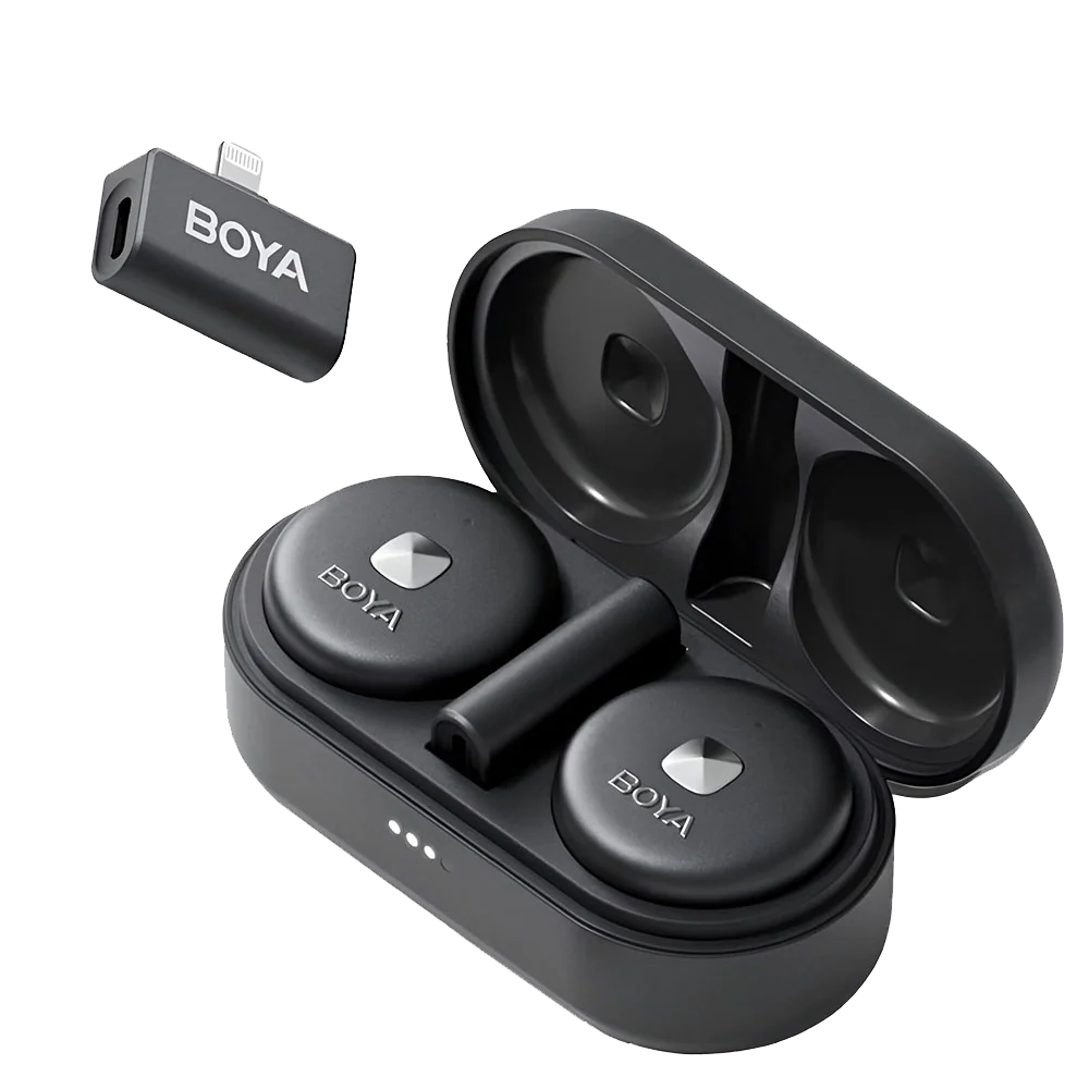 Boya OMIC-D Lightning 2.4GHz Dual Channel Wireless Microphone With Charging Case - Black