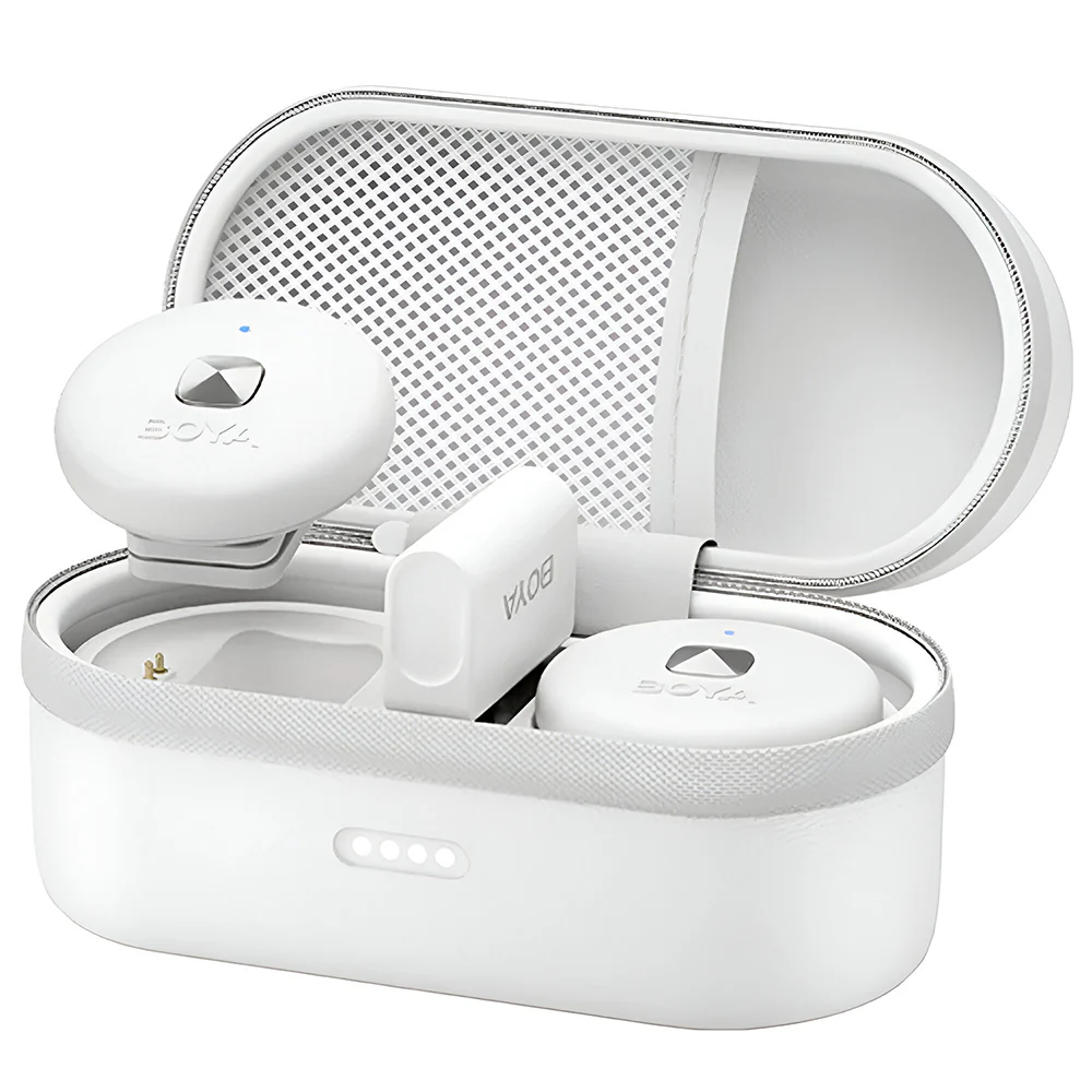 Boya OMIC-U Type-C 2.4GHz Dual Channel Wireless Microphone With Charging Case - White