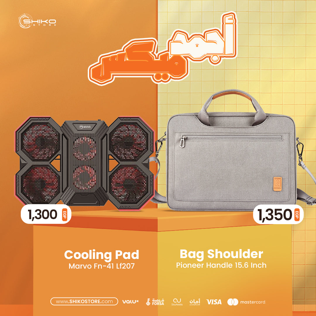 Cooling Pad Marvo Fn-41 Lf207 + Bag Shoulder Wiwu Pioneer Handle 15.6  Inch - Grey