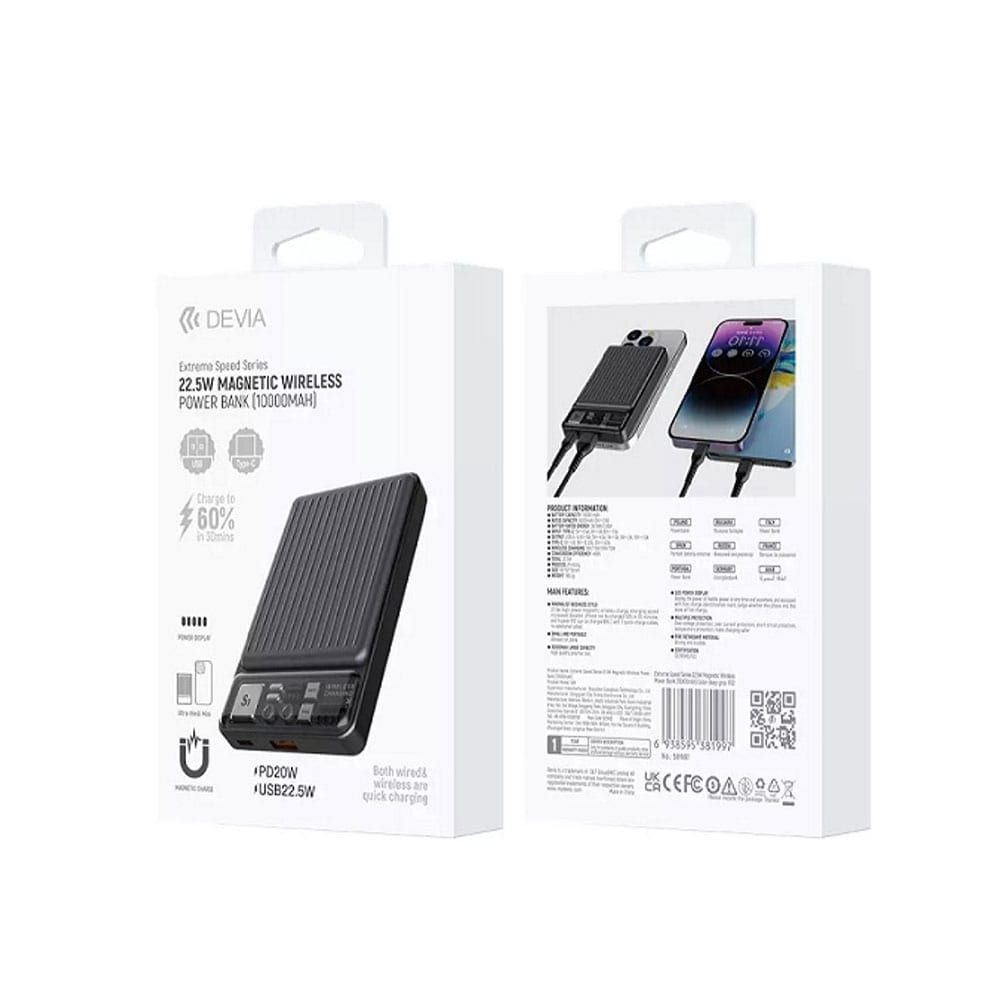 Devia S28 MP55G Extreme Speed Series 22.5W Magnetic Wireless Power Bank 10000mAh - Deep Gray