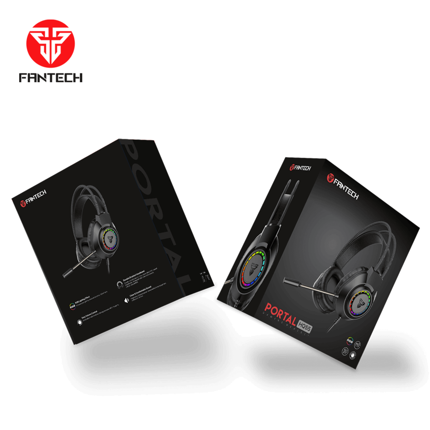 Fantech HQ55 RGB Gaming Headphone (3.5mmx2-USB) - Black