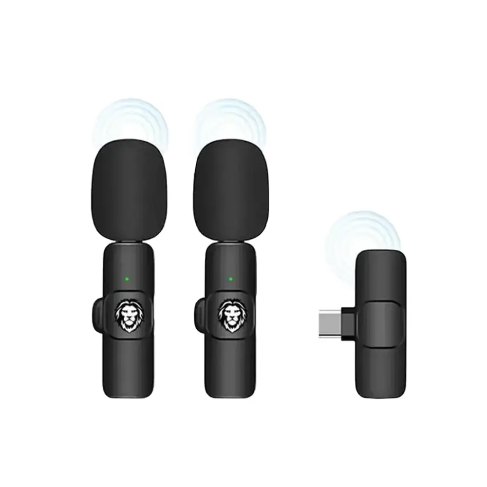 Green Lion 3 in 1 (Lightning & Type-C & USB) Dual Wireless Microphone - Black