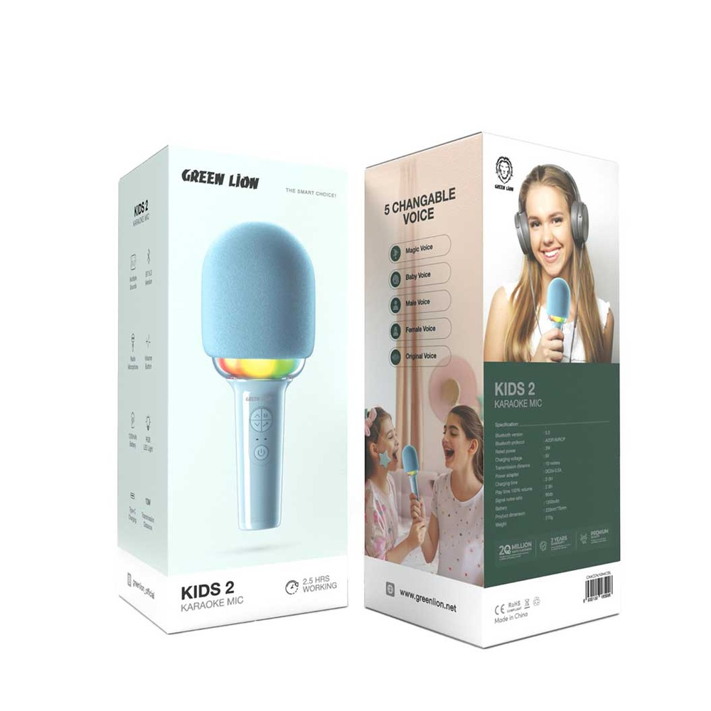 Green Lion Kids 2 Karaoke RGB Mic - Blue