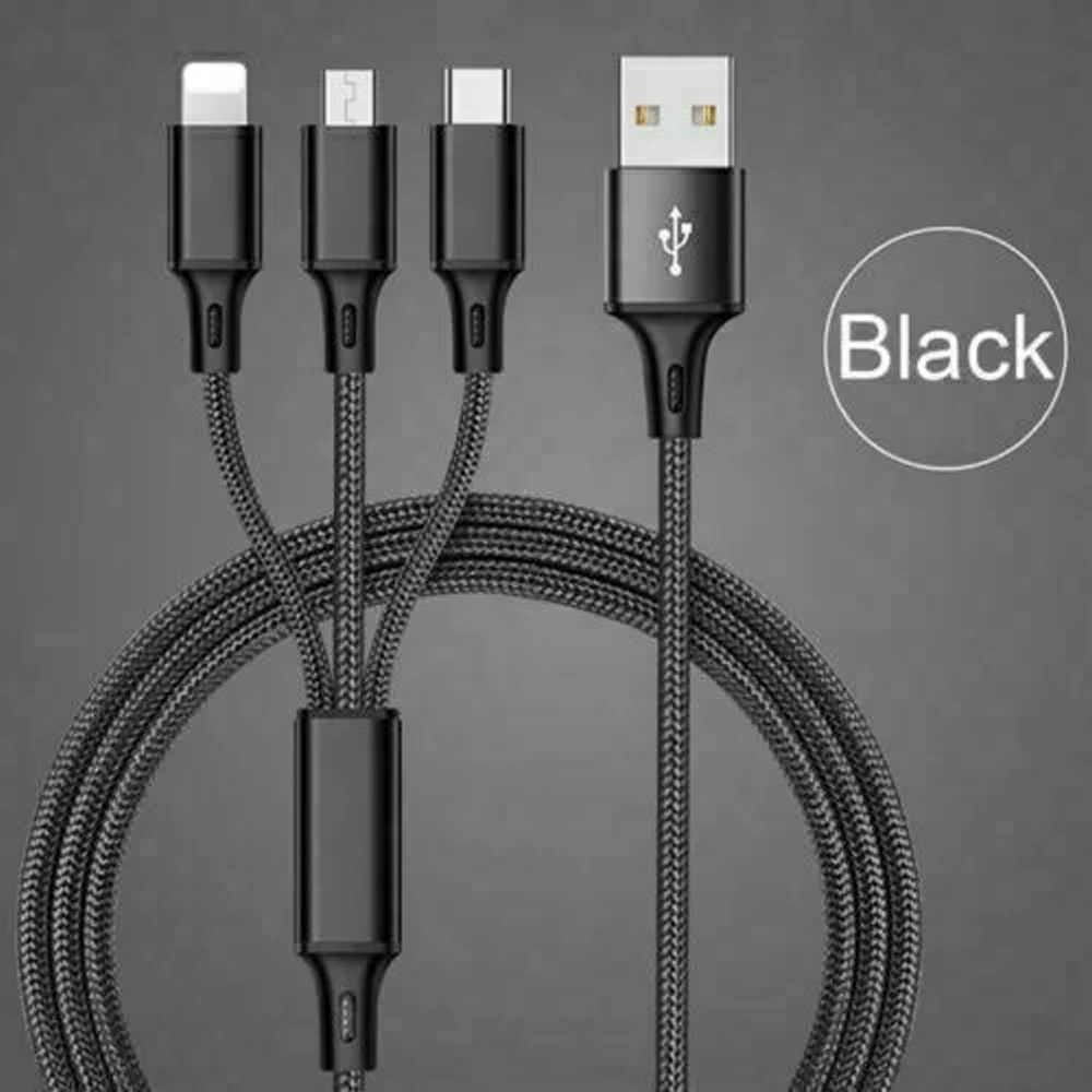 Iconz Link L14 XB31PK 3 in 1 (Lightning - Type-C - Micro USB) Charging Cable 1.0m - Black
