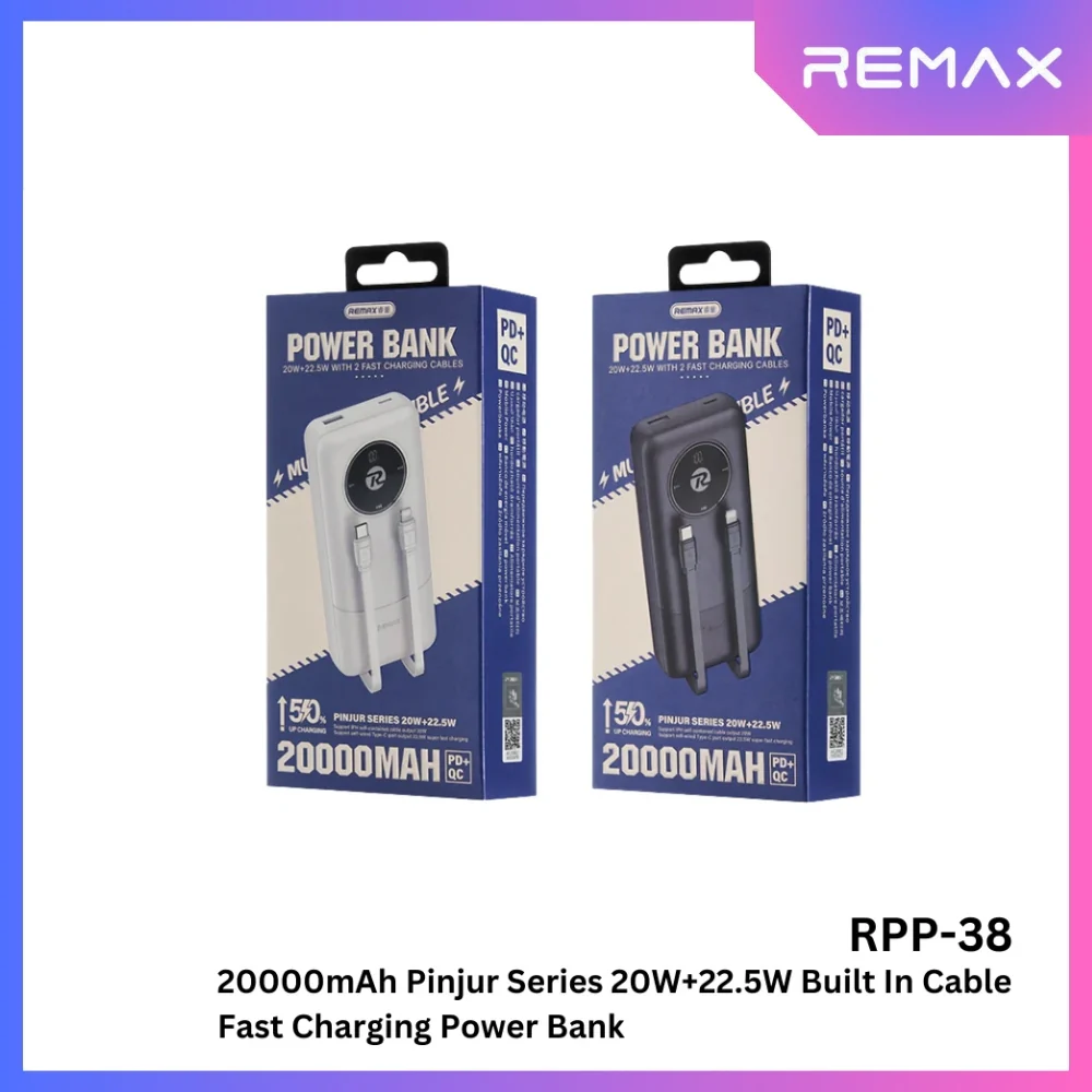Remax RPP-38 Pinjur Series Power Bank 20000mAh 22.5W - Black