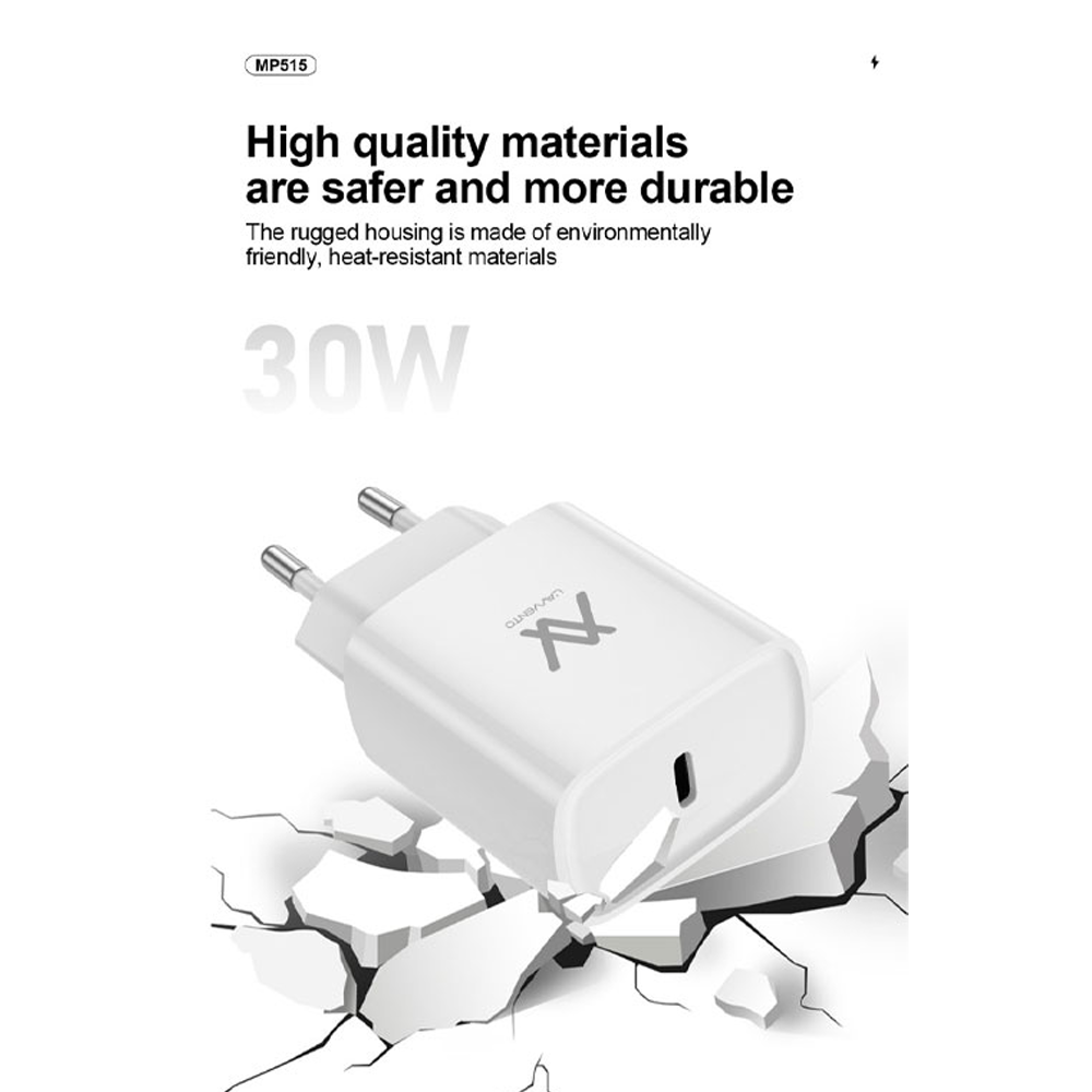 Lavvento MP515 Powerful 30w Type-C Wall Charger - White