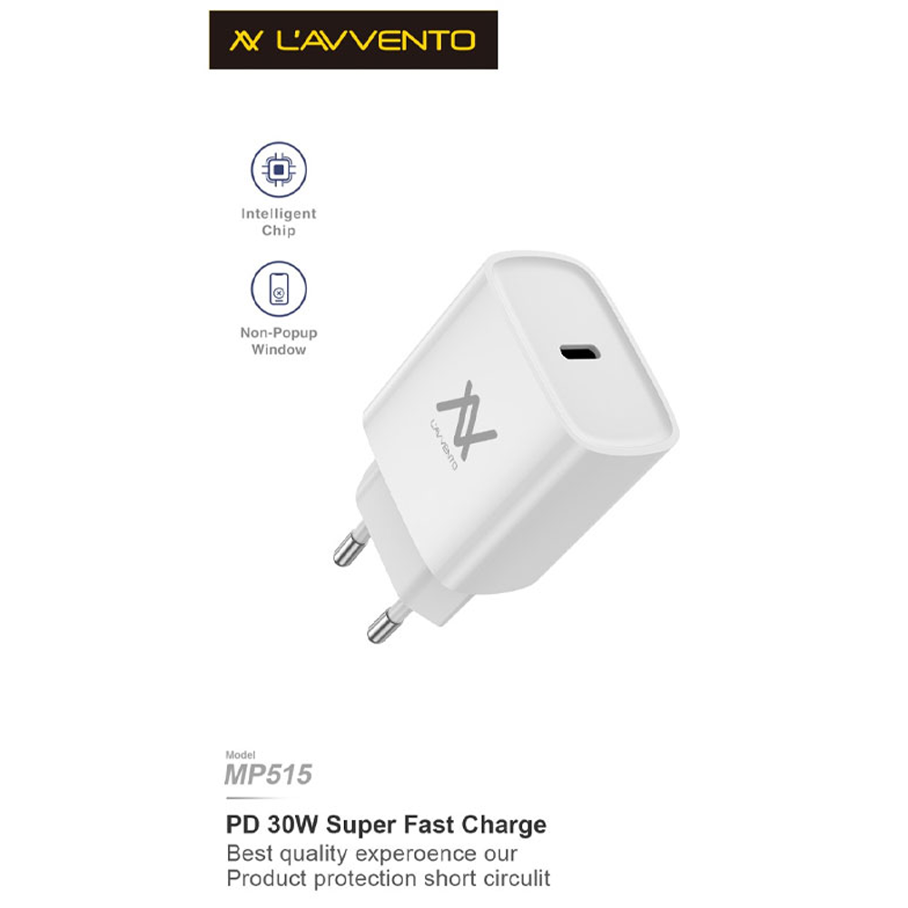 Lavvento MP515 Powerful 30w Type-C Wall Charger - White
