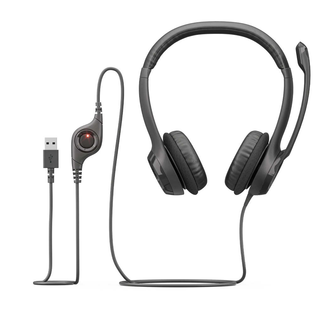 Logitech H390 Wired Headphone With Noise-Cancelling Mic (USB 2.0) - Black