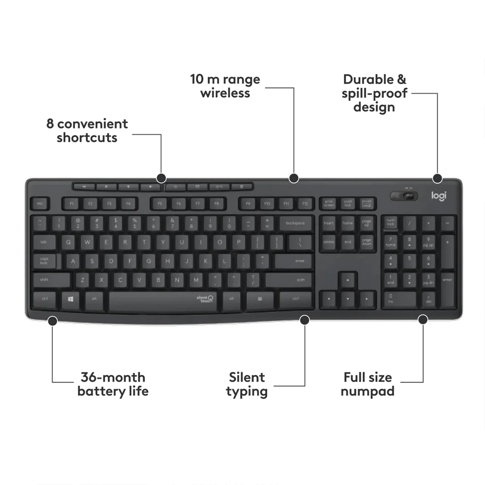 Logitech Mk295 Silent Wireless Keyboard + Mouse Combo