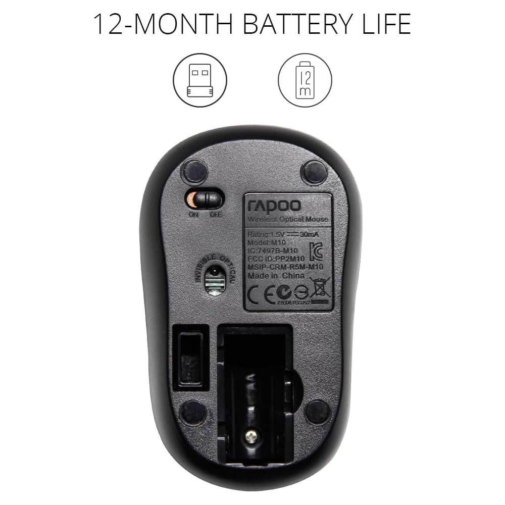Rapoo M10 Plus Wireless Mouse - Black