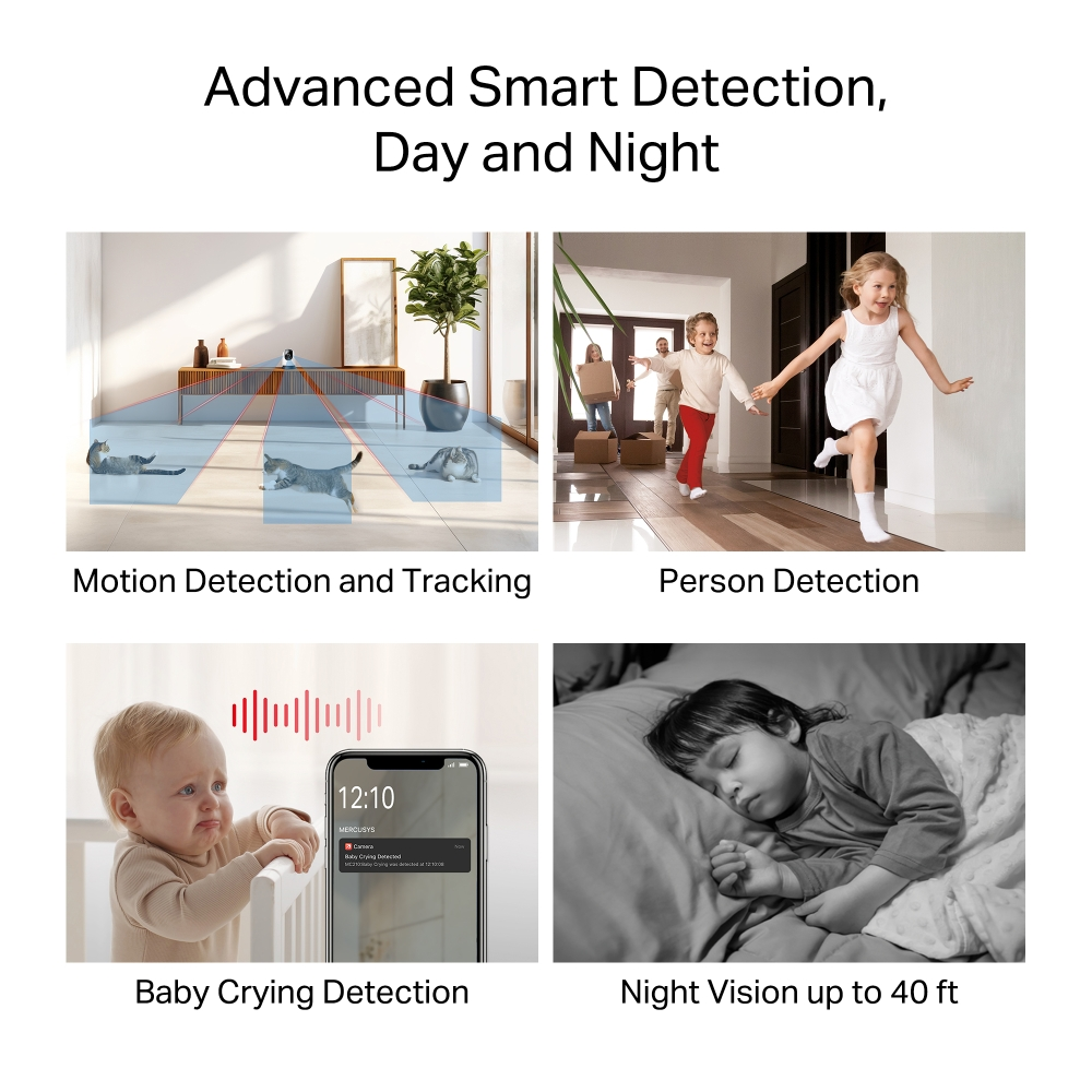 Mercusys MC200 Pan/Tilt 2MP 4mm Home Security Wi-Fi Camera
