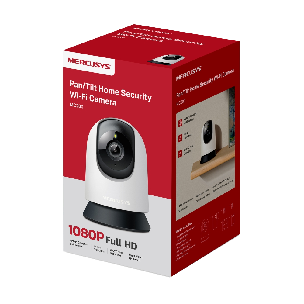 Mercusys MC200 Pan/Tilt 2MP 4mm Home Security Wi-Fi Camera