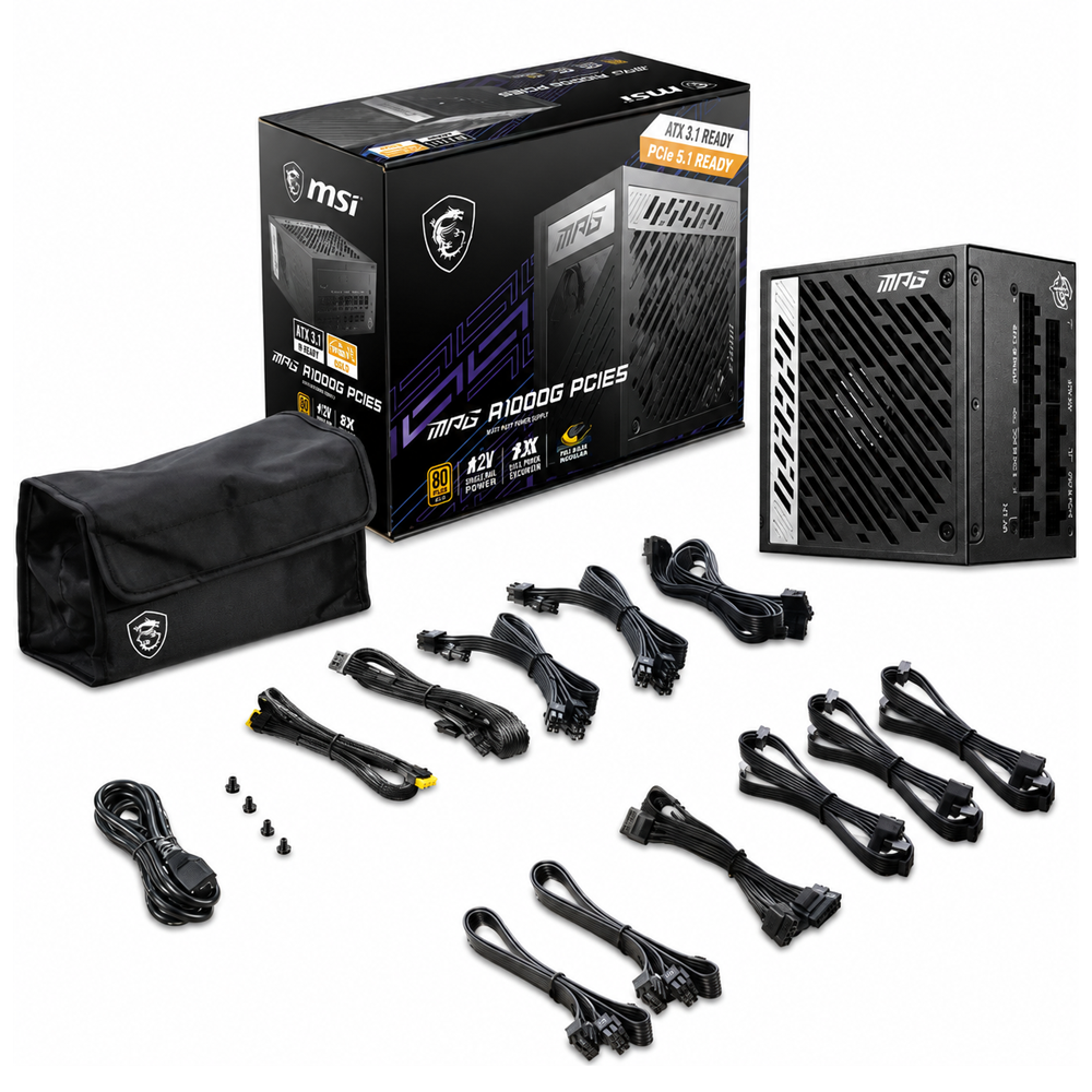 MSI MPG A1000G PCIE5 80 PLUS Gold Power Supply (1000W)