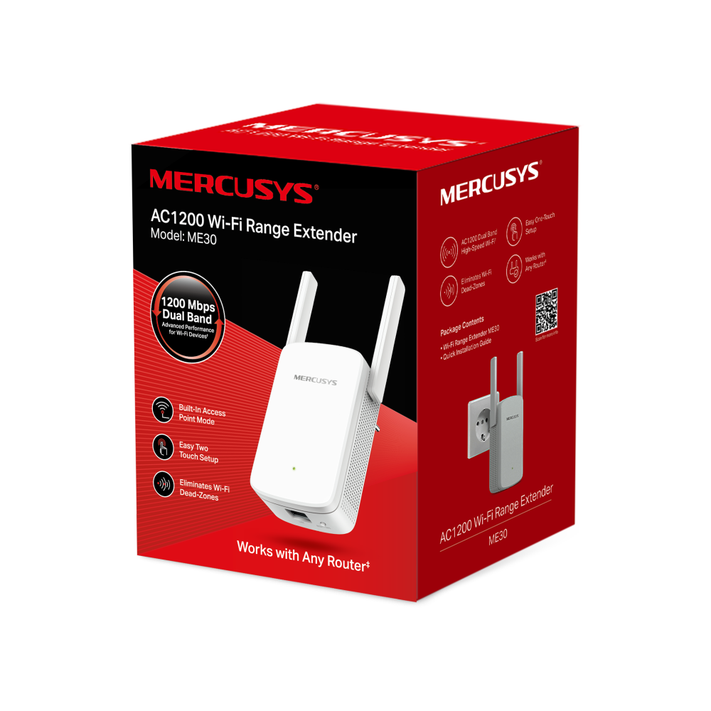 Mercusys ME30 AC1200 1200Mbps Wi-Fi Range Extender (1 Port - 2 Antenna)