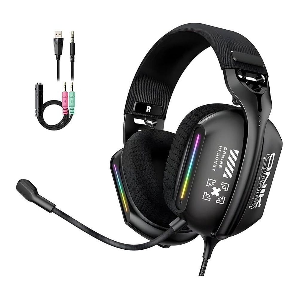 Onikuma X12 RGB Wired Gaming Headphone (One Socket 3.5mm With Converter + USB) - Black