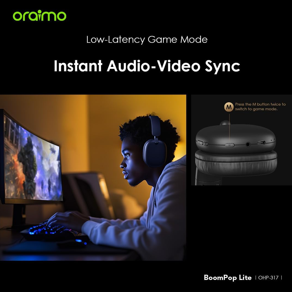 Oraimo BoomPop Lite OHP-317 Wireless Headphone - Black