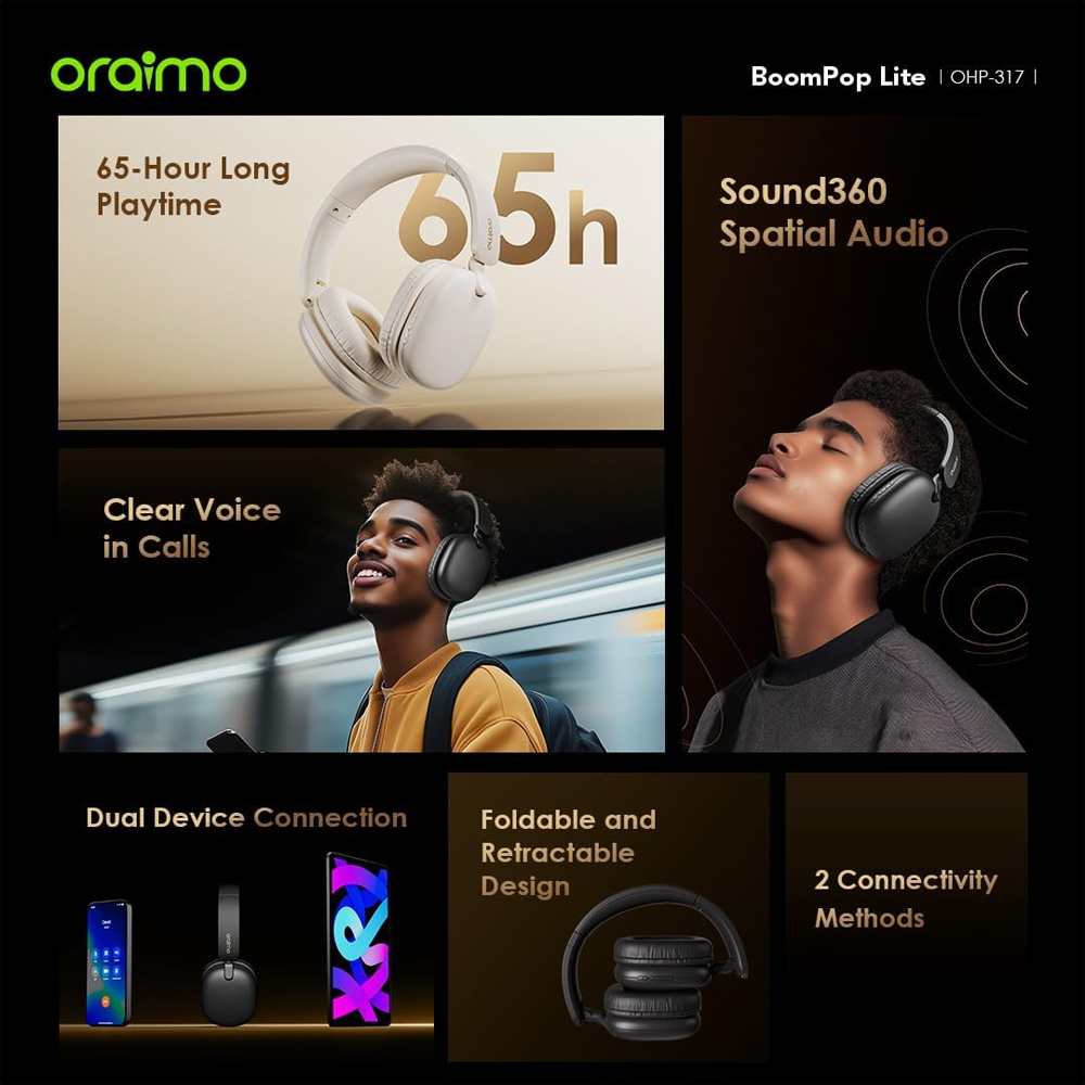 Oraimo BoomPop Lite OHP-317 Wireless Headphone - Black