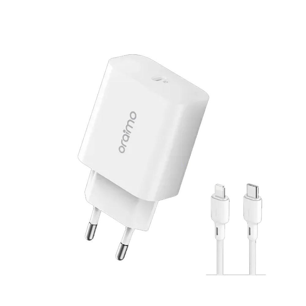 Oraimo PowerCube 20 OCW-E106S+CL55 20W Fast Charger With Type-C To Lightning Cable 1.5m - White