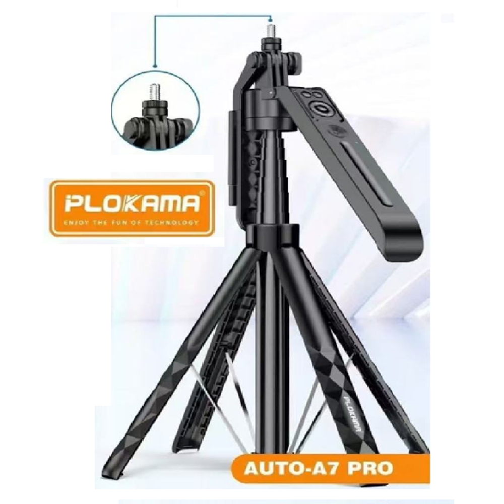 Plokama Auto-A7 Pro Face Tracking Selfie Stick - Tripod With Remote Control & 2-LED Light