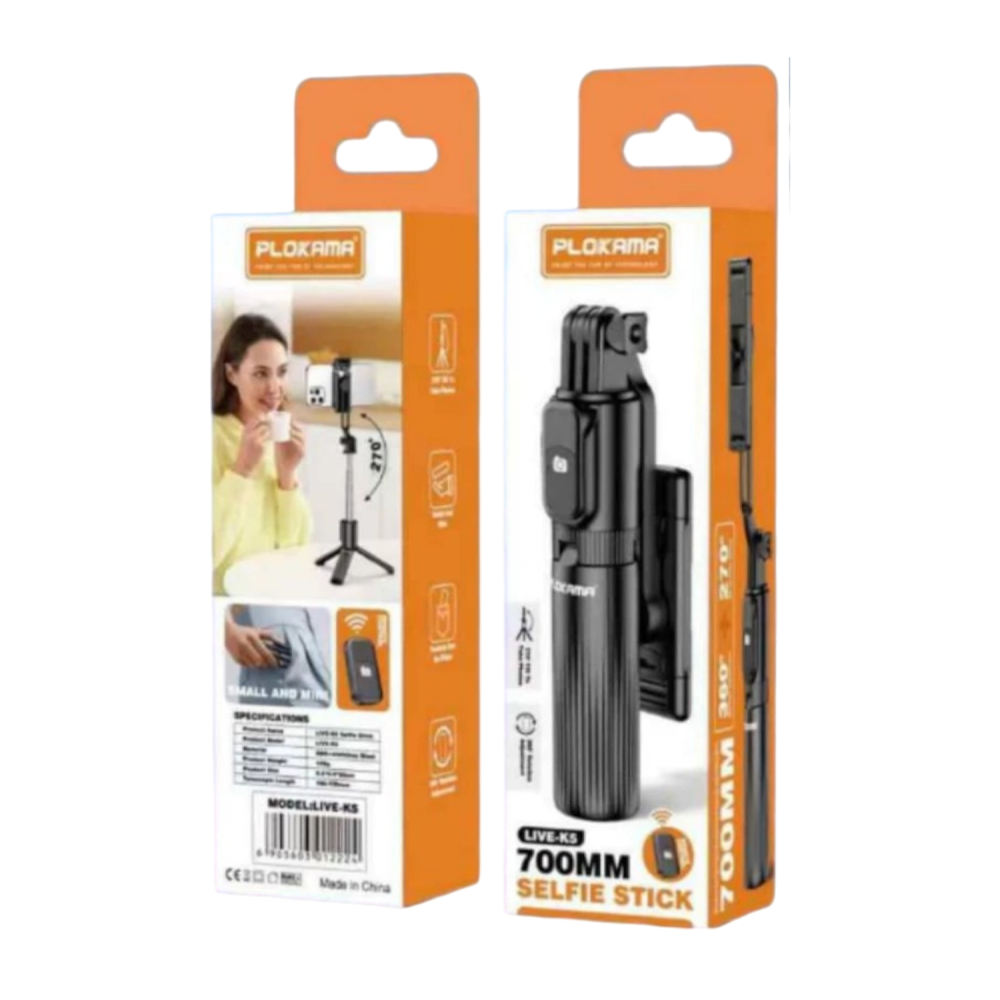 Plokama Live-K5 Selfie Stick 70cm With Remote Control