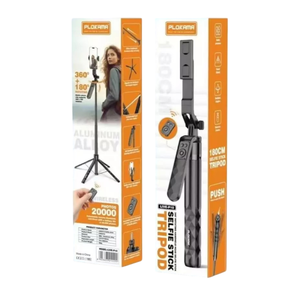 Plokama Live-P10 Selfie Stick Tripod 1.80m With Remote Control