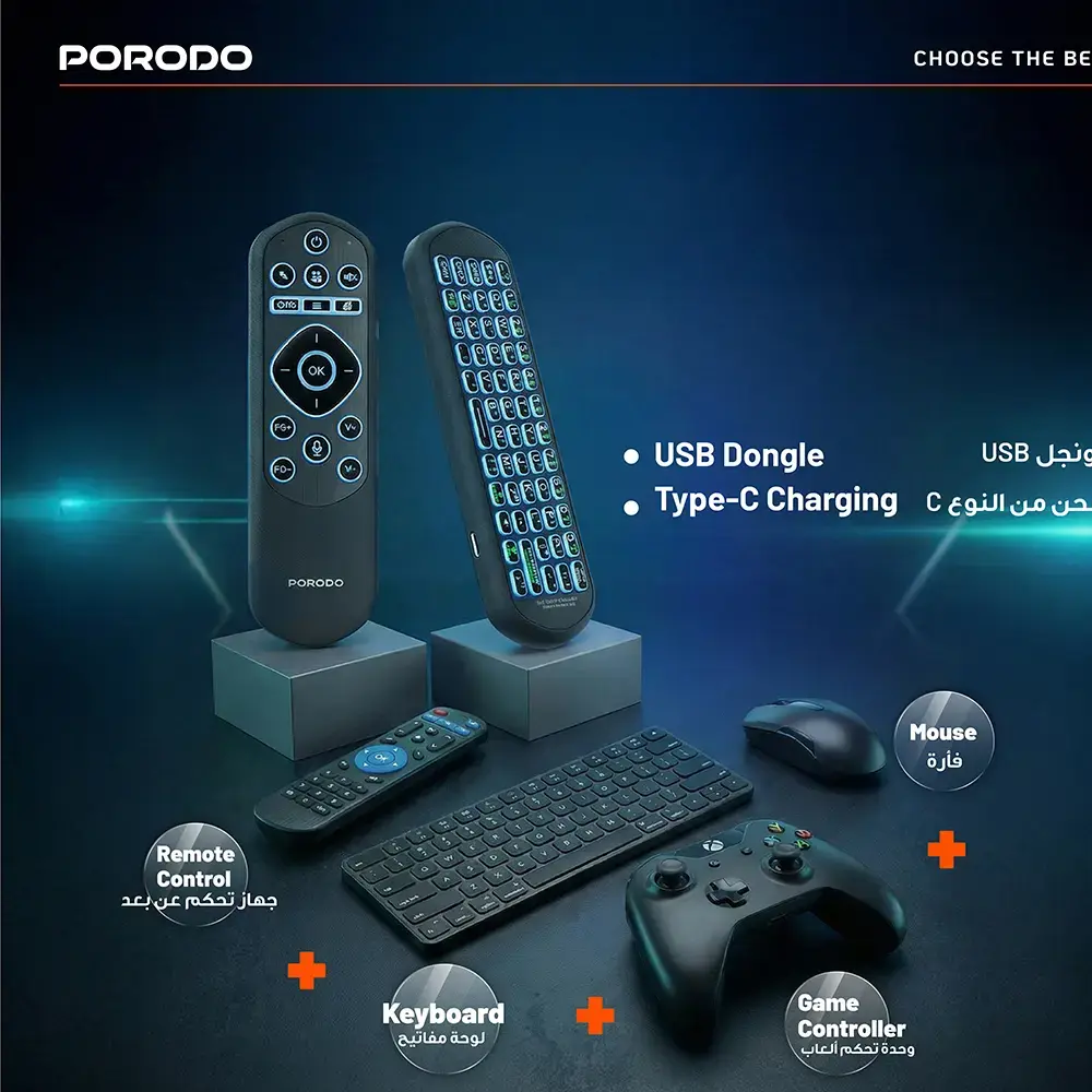 Porodo Miko Mini Bluetooth Keyboard 6-Axis Gyro Sensor - Black