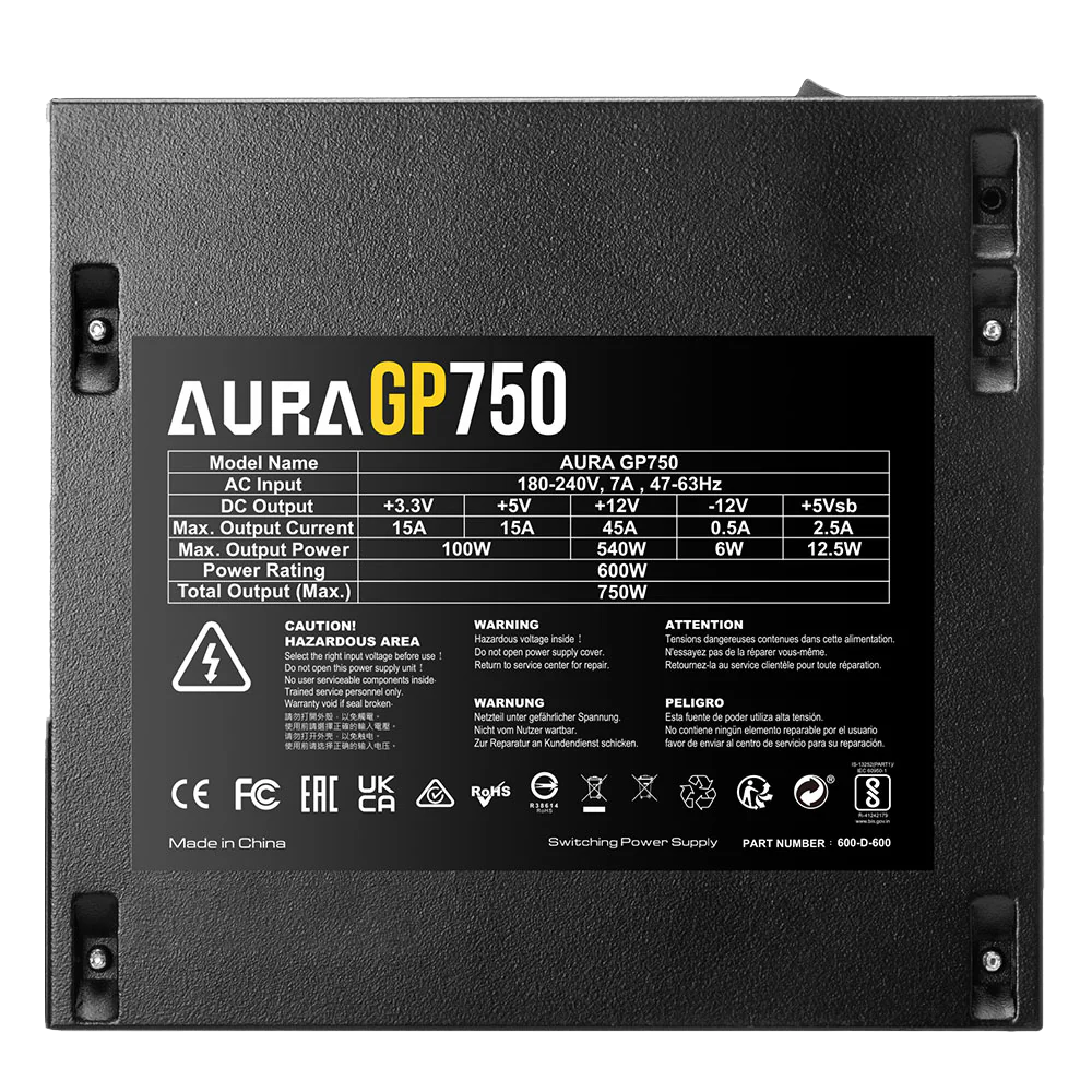 Power Supply Gamdias Aura GP750 (750W)