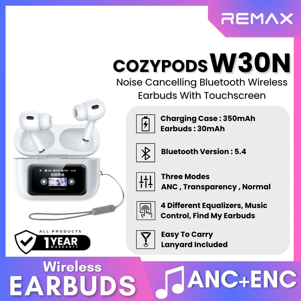 Remax Cozypods W30N ANC Earbuds - White