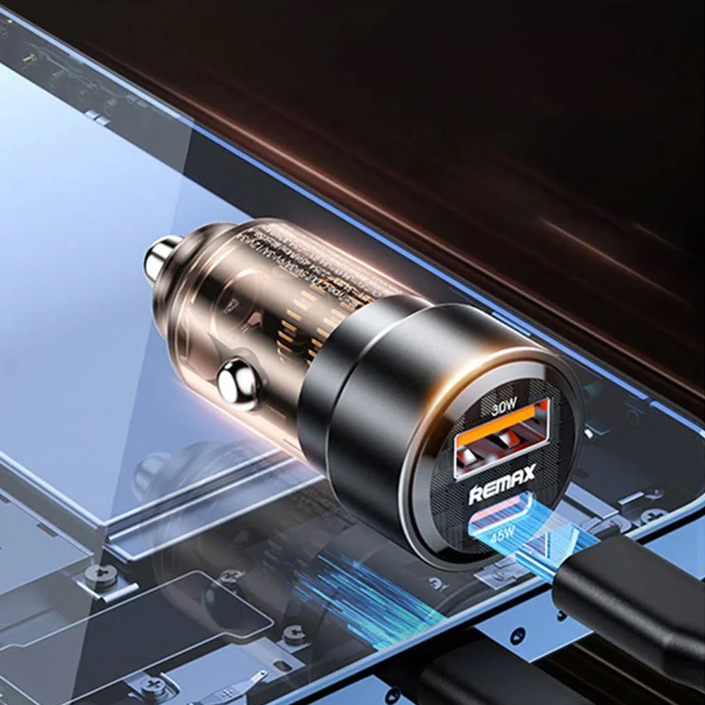Remax RCC360 75W USB & Type-C Fast Car Charger - Black