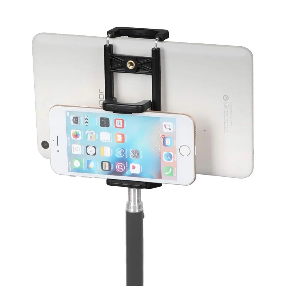 Selfie Stick & Tripod Mount Plastic Double Phone Clamp