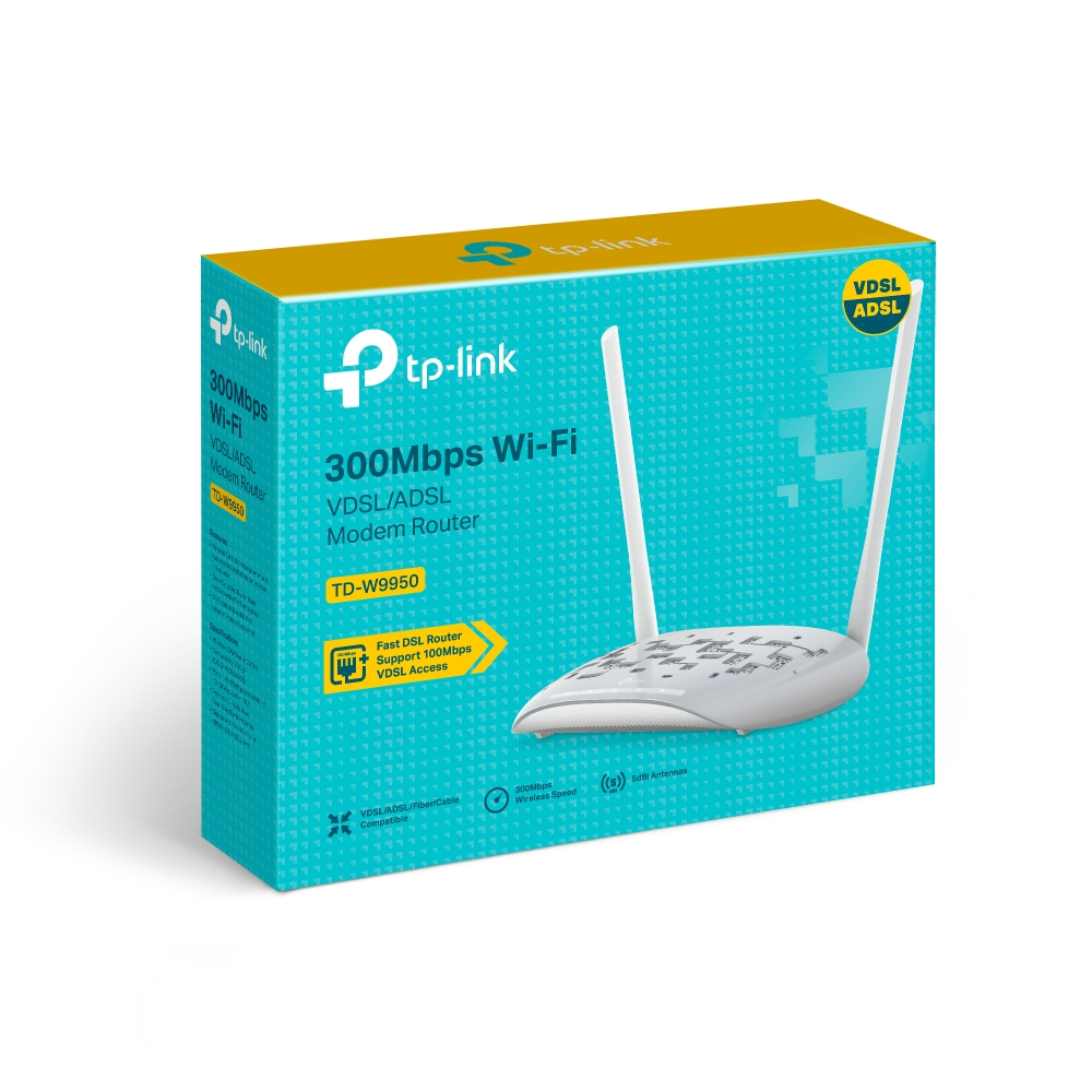 TP-Link TD-W9950 300Mbps Wi-Fi VDSL/ADSL Modem Router (4 Port - 2 Antenna)