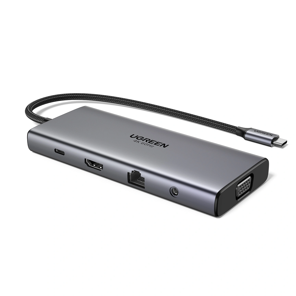 Ugreen CM639 45520 11-in-1 Type-C HUB (HDMI - VGA - 2 x Type-C - 2 x USB - RJ45 - SD Card Slot - TF Card Slot - 3.5mm)