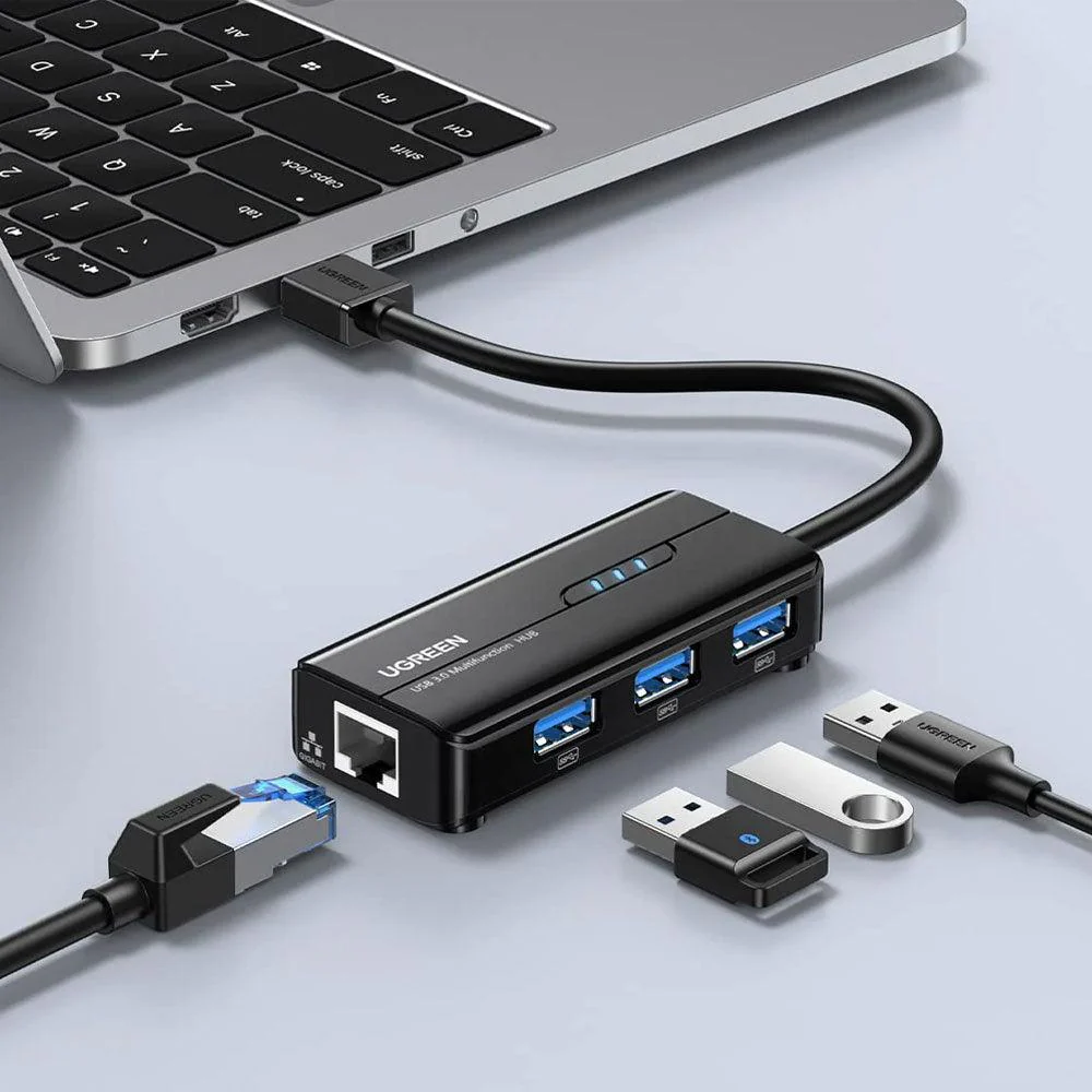 Ugreen 20265 3-Port USB 3.0 HUB With Gigabit Ethernet Adapter