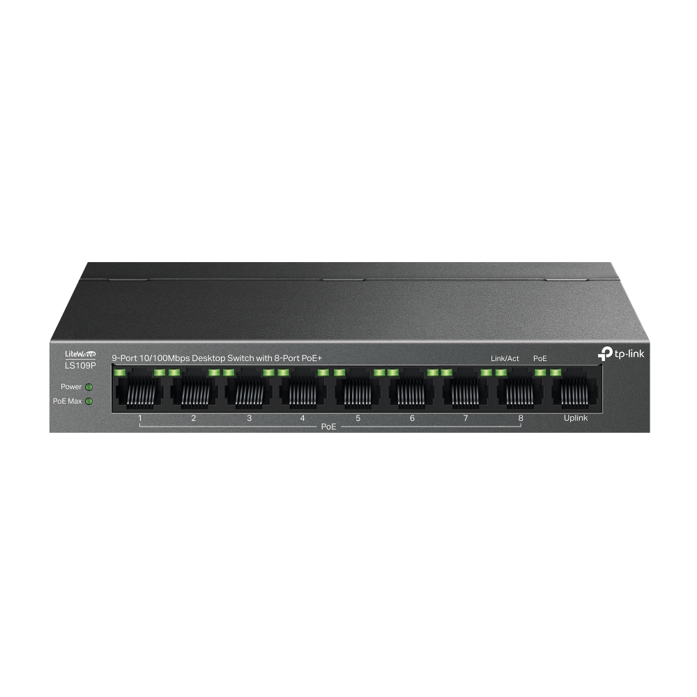 Tp-Link LS109P 9-Ports (8 Port PoE+ 1 Port Uplink) 10/100Mbps Unmanaged Desktop Switch