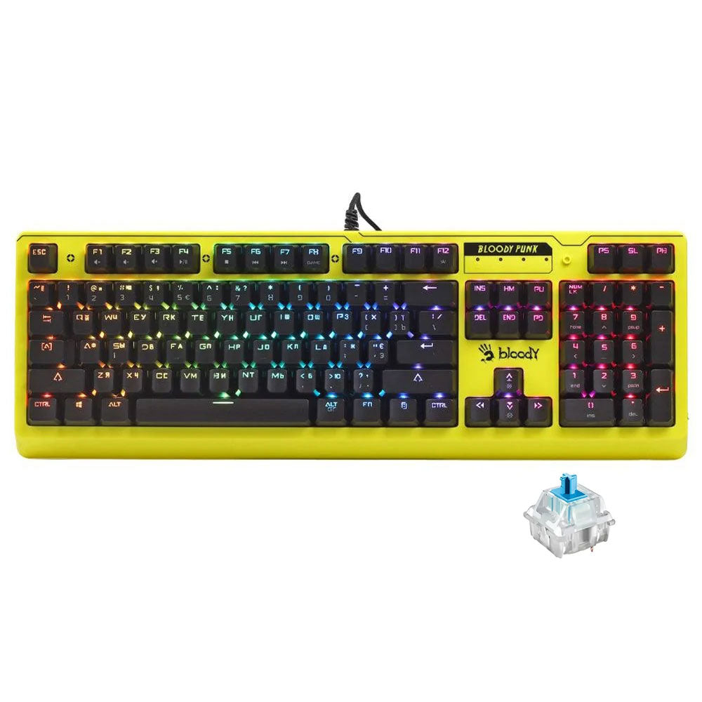 Bloody B810RC Blue Switch Wired RGB Gaming Keyboard - Punk Yellow