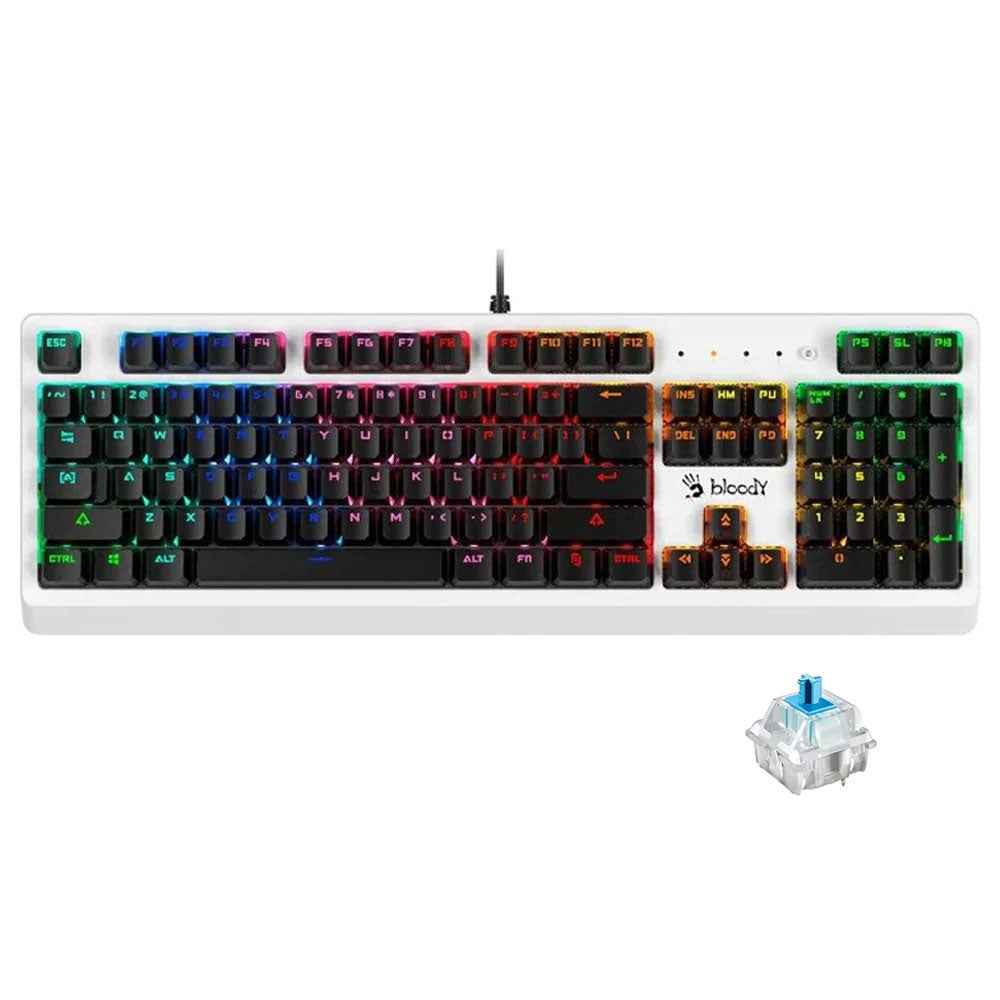 Bloody B810RC Blue Switch Wired RGB Gaming Keyboard - White