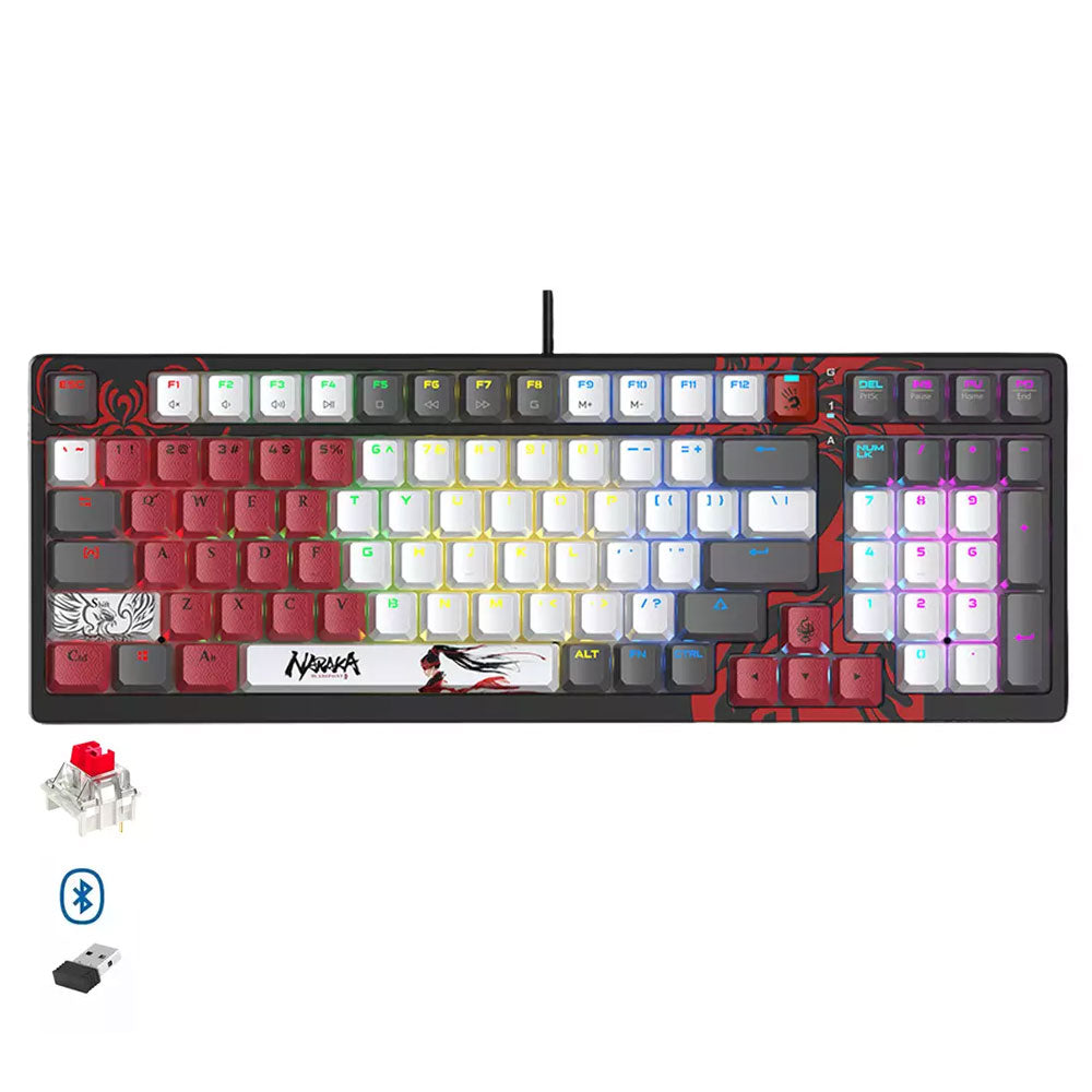 Bloody WS98 Red Plus Switch Bluetooth/Wireless & Wired Mechanical Gaming Keyboard - Naraka