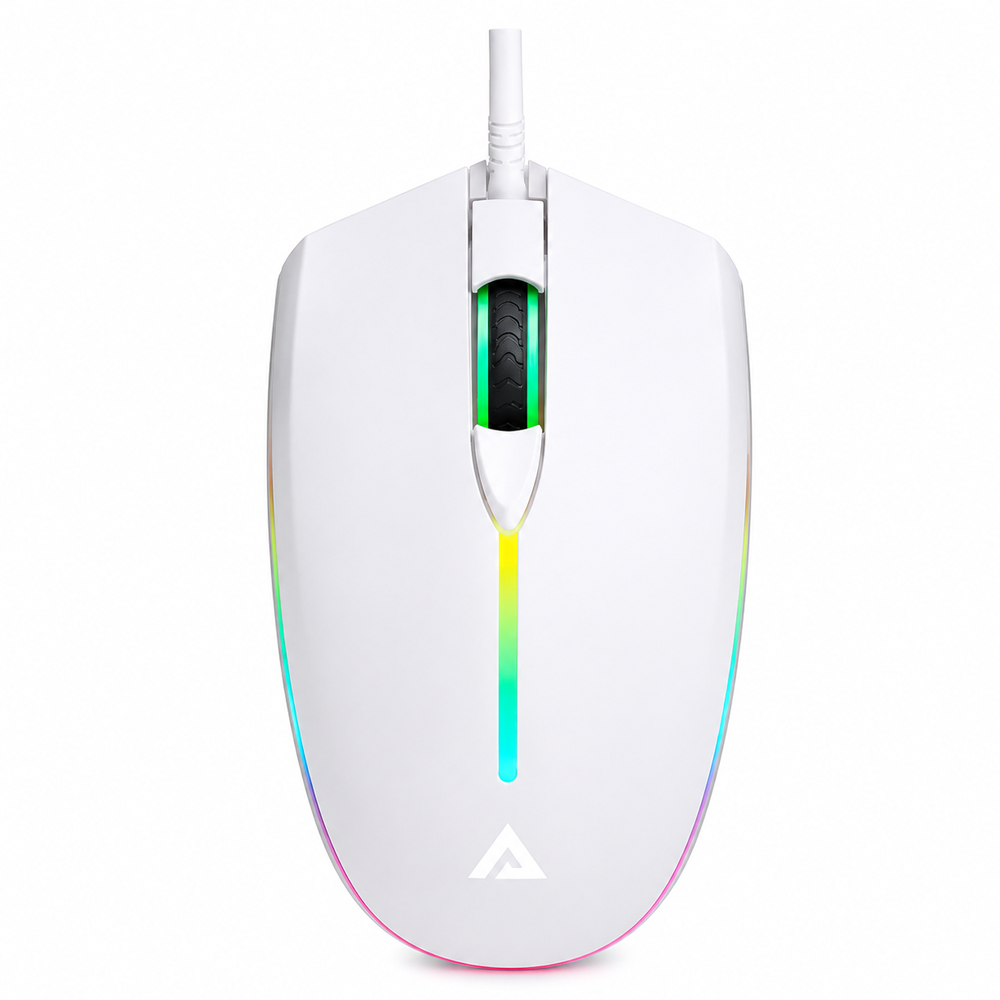 Aoqelo AM5 Wired Rainbow Gaming Mouse - White