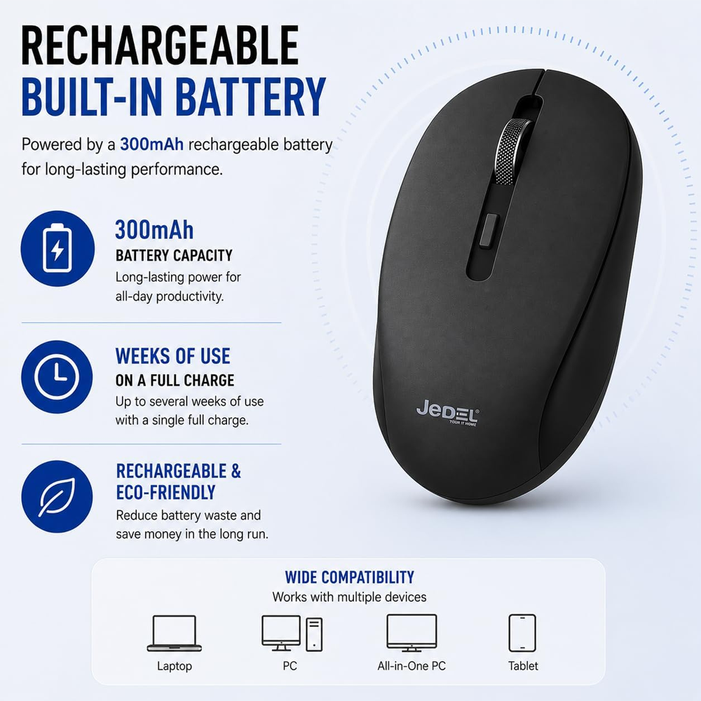 Jedel WD156 Rechargeable BLuetooth/Wireless Mouse