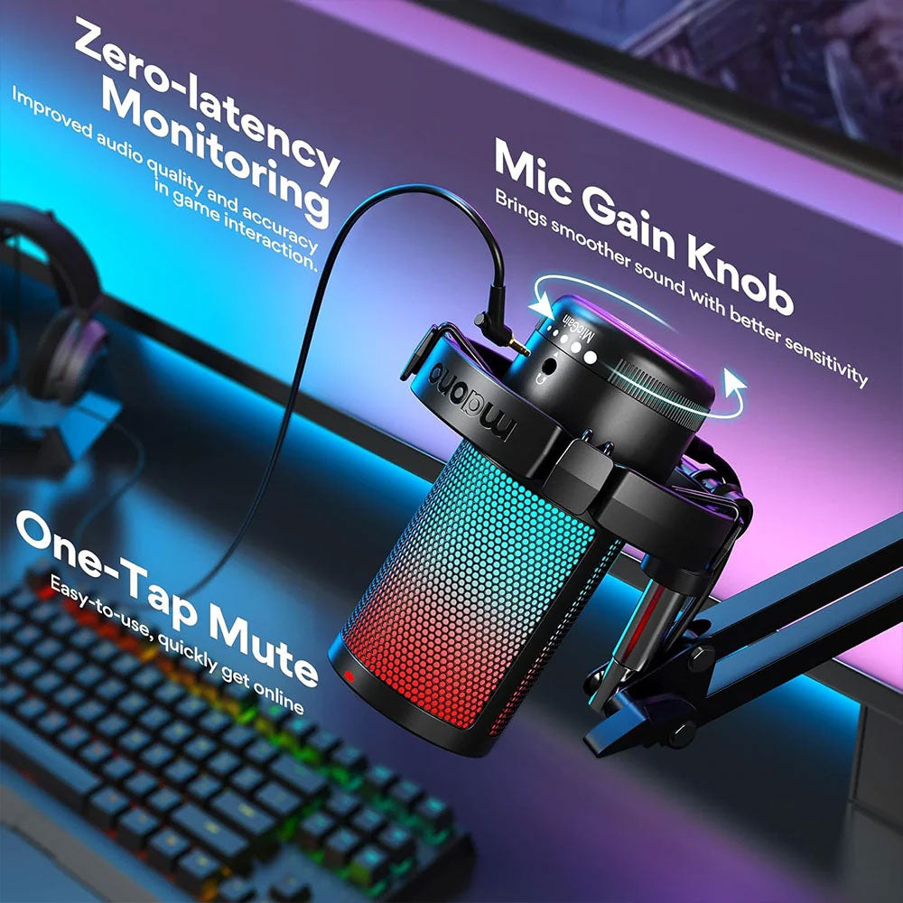 Maono DGM20S RGB Gaming Wired Microphone With Boom Arm - Black