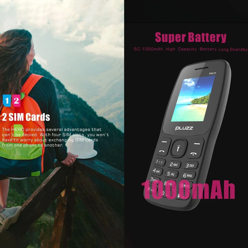 Pluzz Hero P5160c Dual Sim + Camera Mobile Phone - Black