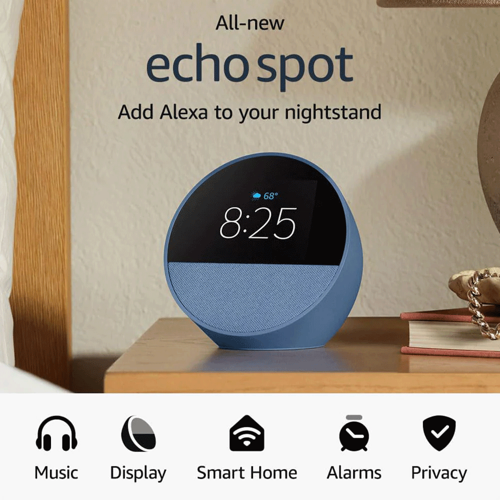 Amazon Echo Spot Smart Speaker & Alarm With Alexa - Blue