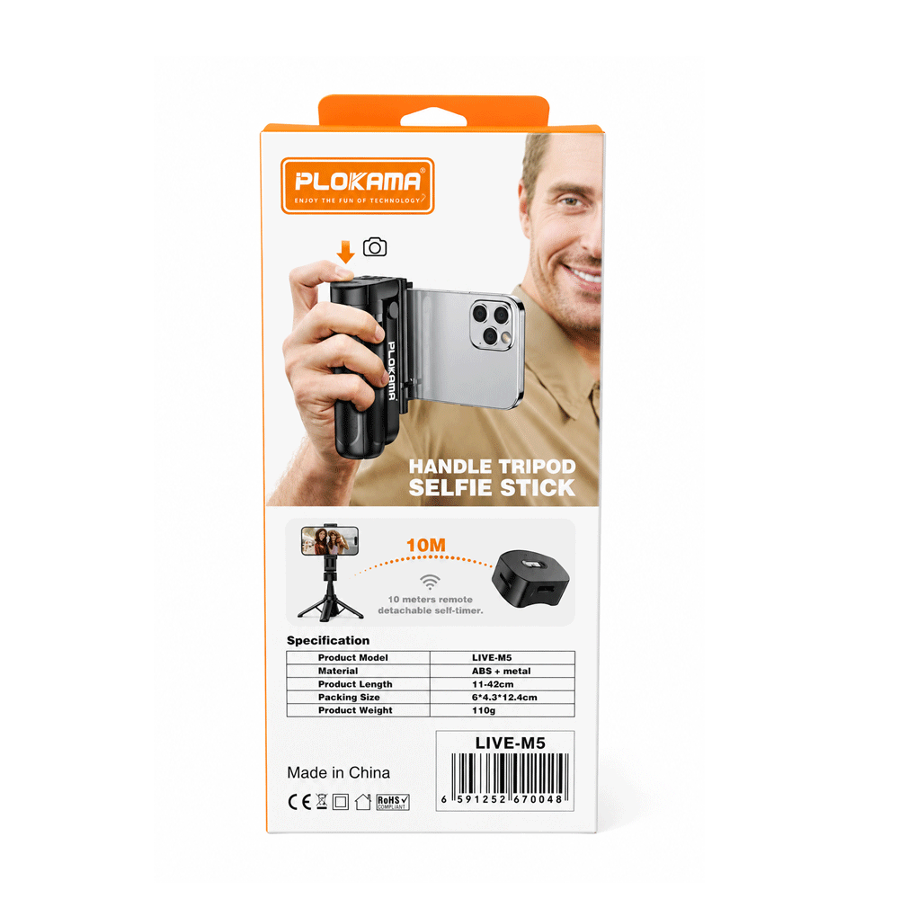 Plokama Live-M5 Selfie Stick - Tripod 42cm with Remote Control