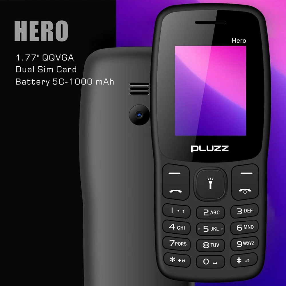 Pluzz Hero P5160c Dual Sim + Camera Mobile Phone - Black