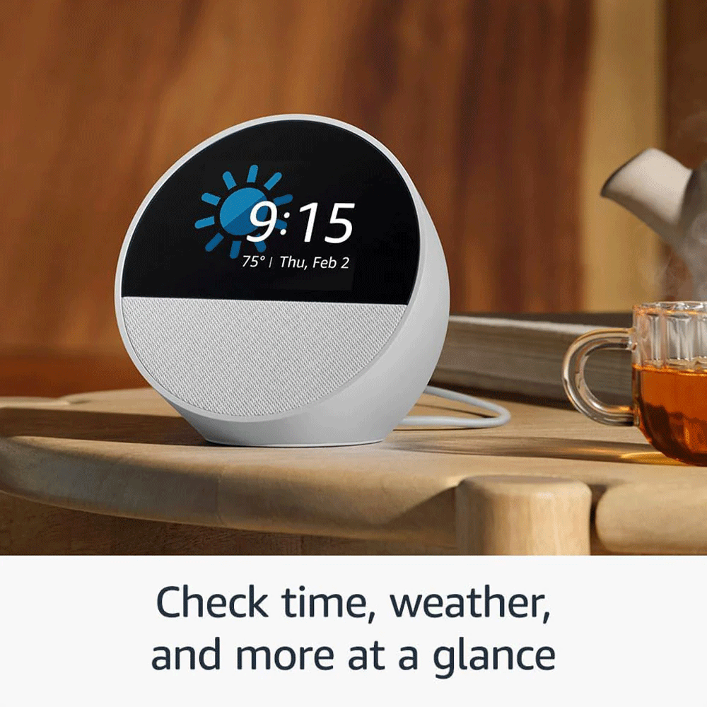 Amazon Echo Spot Smart Speaker & Alarm With Alexa - White